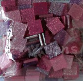Akryl. mozaika třpytivá 10x10mm - červený mix