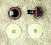 Medvědí oči s pojistkou - hnědé 12mm, 1pár/ 25párů