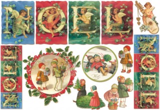 Découp. papír rýžový - NOEL - děti a andílci