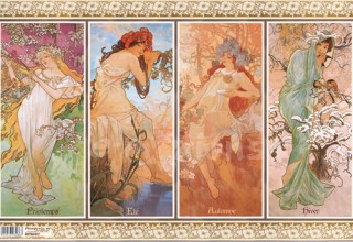 Découp. papír rýžový - A. Mucha - 4 roční období