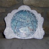 Découpage papír 70x50cm - Andílci a kostelíček