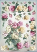 Découpage papír 70x50cm - Růžové a čajové růže