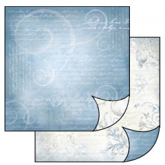 Scrapbook papír oboustr. - Ornamenty a texty v modrobílém