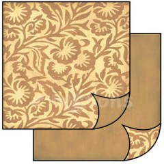 Scrapbook papír oboustr. - Květy krémovo-hnědé