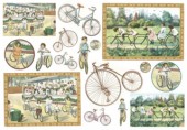 Découp. papír rýžový 48x33cm - Retro - bicykly