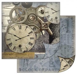 Scrapbook papír oboustr. - Staré hodiny a mechanismy