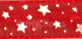 Organzová stuha s hvězdičkami - červená, 10mm x 10m