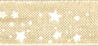 Organzová stuha s hvězdičkami - sv. zlatá, 10mm x 10m