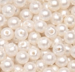 Deko-perličky 6mm, 650ks - perleťově bílé