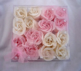 Mýdlové květy růžové a bílé, 16ks 