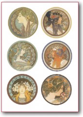 Filc s potiskem 15x21 - Alfons Mucha - viněty