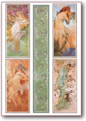 Filc s potiskem 15x21 - A. Mucha - roční období