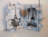 Scrapbook papír oboustr. - Modrobílá srdíčka a psaní