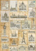 Découpage papír 70x50cm - Staré pohlednice - Evropa
