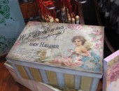 Découpage papír 70x50cm - Vintage pohlednice a hodiny s andílky