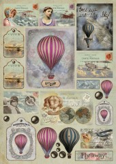 Découpage papír 70x50cm - Historické balóny a letadla