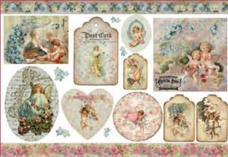 Décu papír rýžový 48x33cm - Vintage - andílci