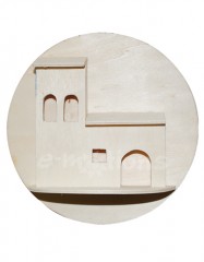 Dřevěný domeček do plast. koule 14cm