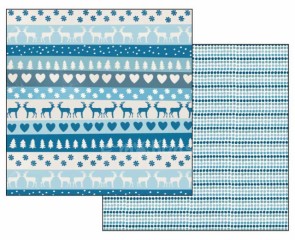 Scrapbook papír oboustr. - Sobi a srdíčka v modrém