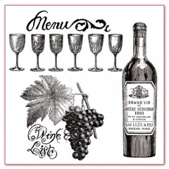 Razítko akrylové 10x10cm - Víno - Menu, Wine List