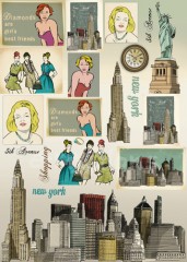 Filc s potiskem 50x70 - New York - Vintage