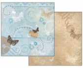 Scrapbook papír oboustr. - Motýlci s texty a krajkou