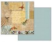Scrapbook papír oboustr. - Dopisy s ptáčky a ornamenty