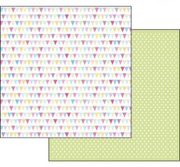 Scrapbook papír oboustr. - Vlaječky/ puntíky
