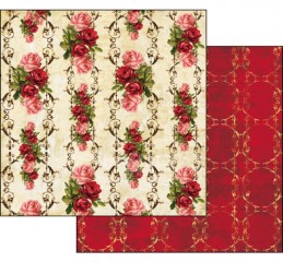 Scrapbook papír oboustr. - Růžičky s ornamenty