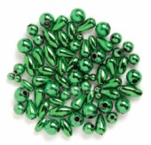 Deko-perličky Mix: kulaté a oválné - tmavě zelené