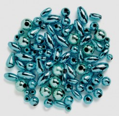 Deko-perličky Mix: kulaté a oválné - tyrkysově modré