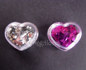 Glittery srdíčka stříbrná/ fuchsiová