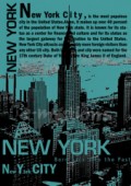 Filc s potiskem 15x21 - New York v tyrkysovém