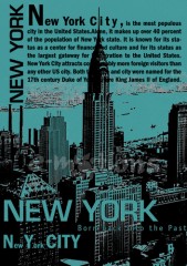 Filc s potiskem 15x21 - New York v tyrkysovém
