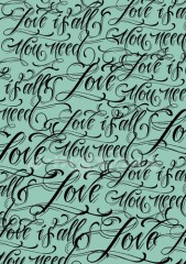 Filc s potiskem 15x21 - Love is all you need - tyrkys