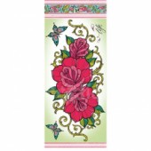 Décu papír rýžový 60x24cm - Růže s motýlky