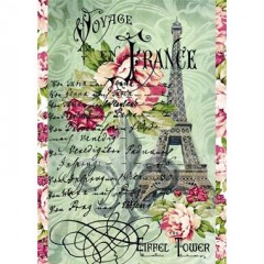 Découp. papír rýžový A4 - Voyage en France - Eiffelovka