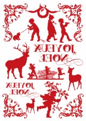 Transferové papíry A4 - Joyeux Noël, 2ks, červený tisk