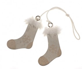Lyžařské ponožky - dřevěné dekorace