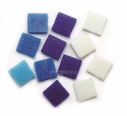 Skleněná mozaika 20x20mm - modro-bílý mix, 600g
