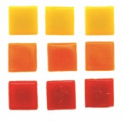 Skleněná mozaika 20x20mm - žluto-oranž. - červený mix, 600g